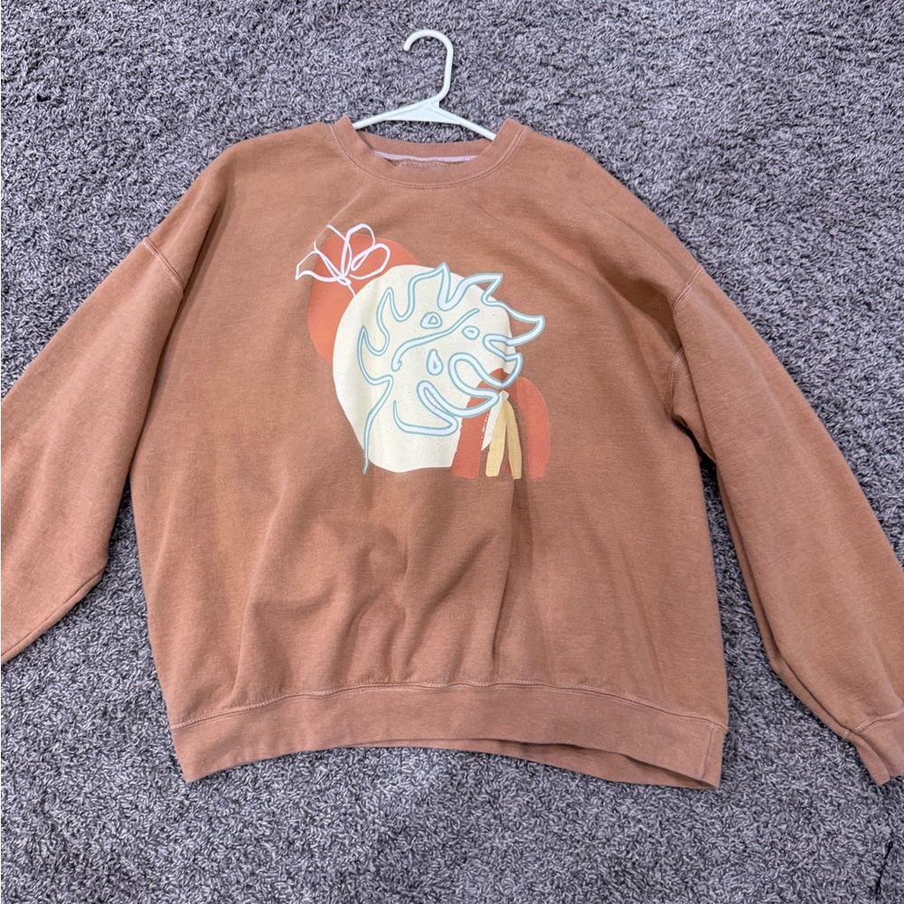 Golden hour Brown Sweatshirt with Abstract Design